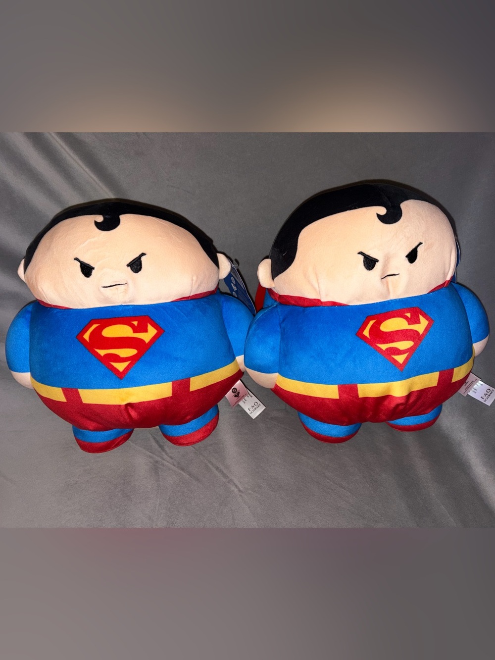 NWT FAO Schwarz Superman Round Plush Set of 2